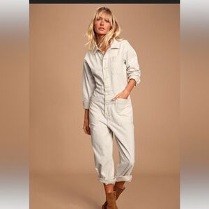 Free People Gia ivory coveralls